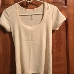 Cream scoop neck t shirt